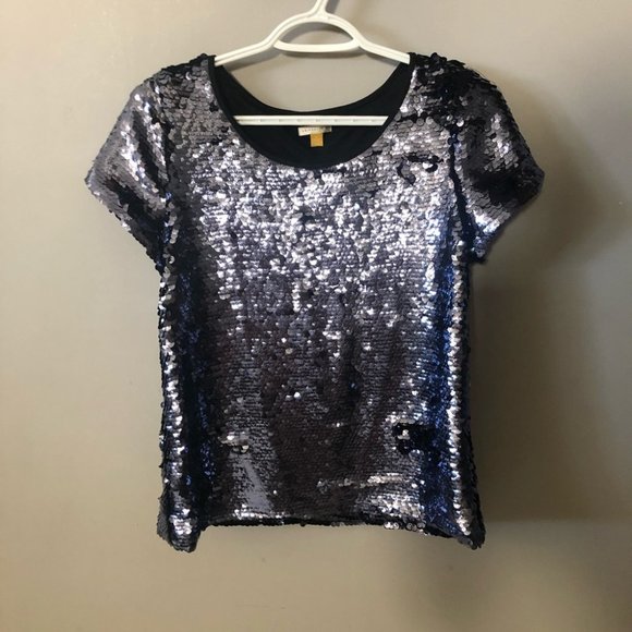 Anthropologie leifsdottir blue sequin top medium - Picture 2 of 8